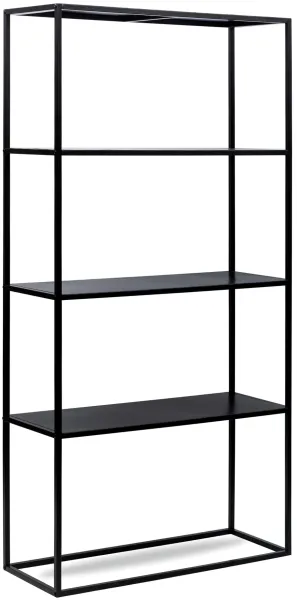 NORDLYS Arne bogreol, m. 4 hylder - sort metal(H:154cm x75cm x 27cm)